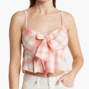 Kirious plaid bow pleat tank NWOT SZ L